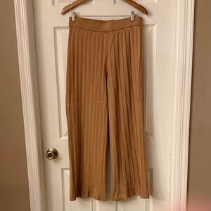 Saks Fifth Avenue Ribbed Wide-Leg Pants in Camel